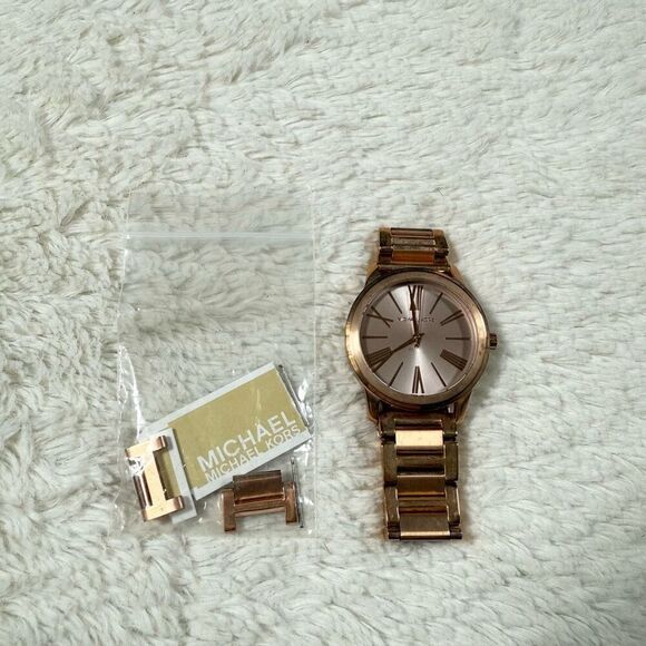 Michael Kors MK3491 Women's Stainless Steel Analog Rose Dial Quartz Watch - Picture 1 of 5